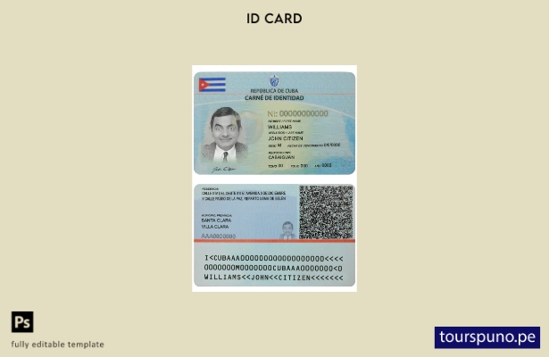 Plantilla de identificación de Cuba lista para imprimir